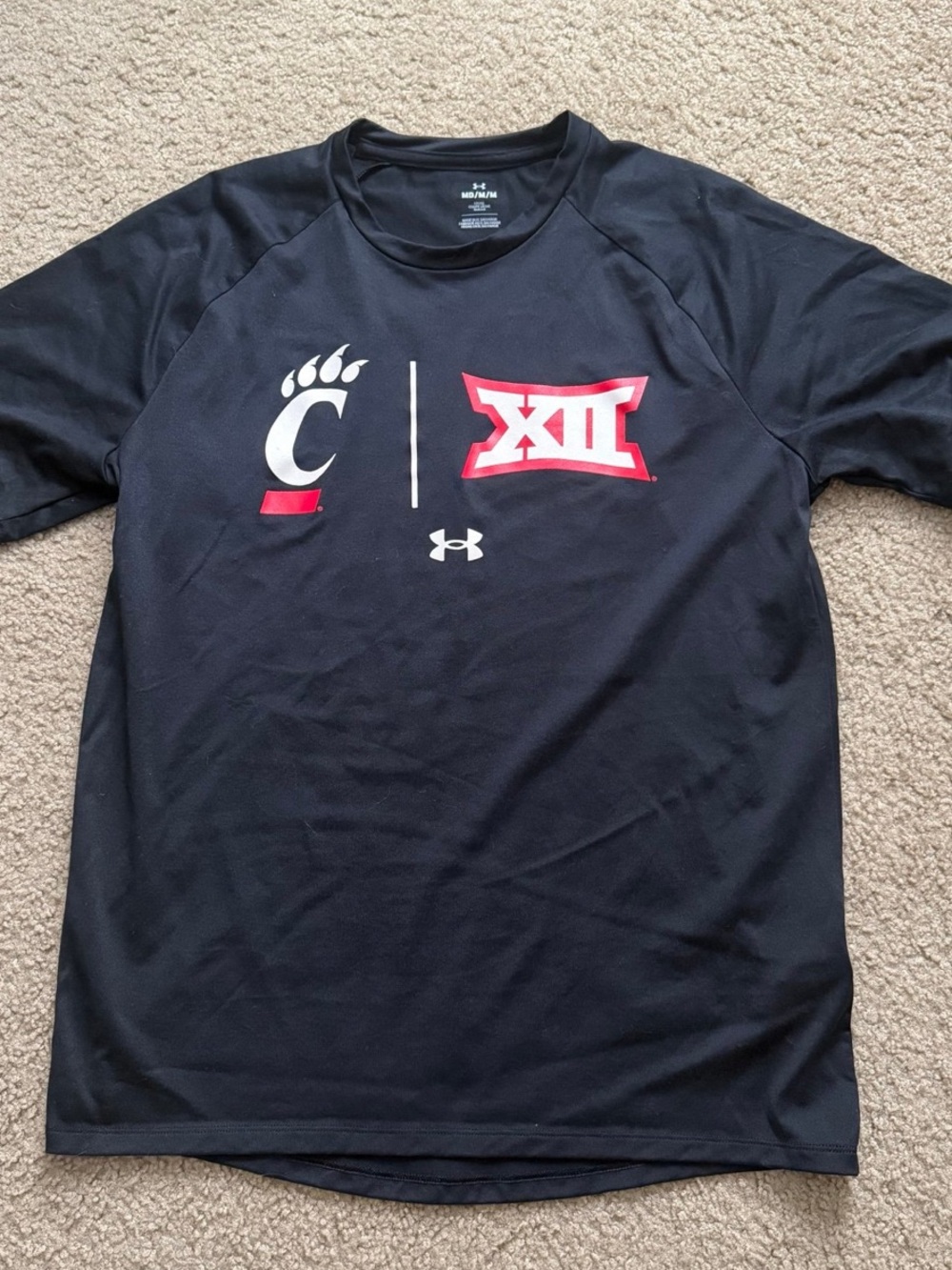 Under Armour Men’s Black Cincinnati Big XII Short Sleeve Tee - Red/White Logos